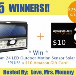 Litom LED Outdoor Motion Sensor Solar Light + $10 Amazon Gift Card Father's Day Giveaway https://hintsandtipsblog.com